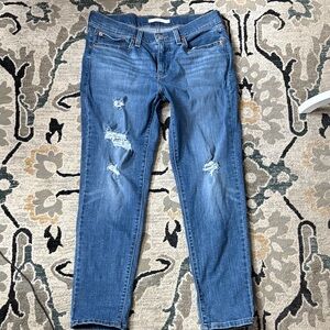 Levis Women's Boyfriend Ripped Jeans 19887-0126 Blue Straight Stretch 28x27